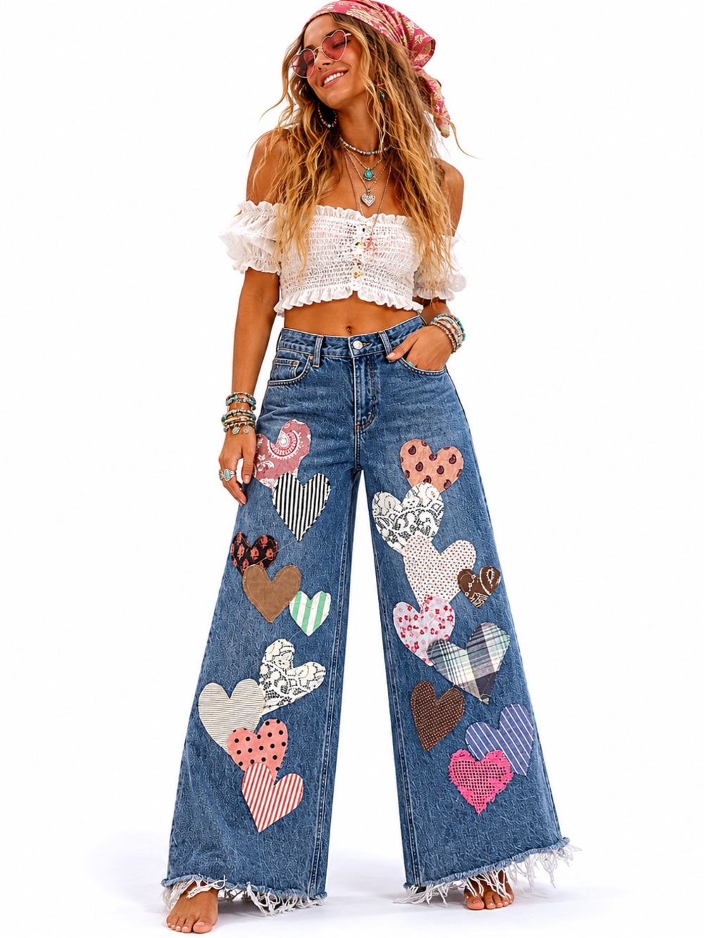 Upcycled Agolde Blue Denim wide leg Jeans